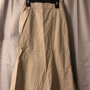 Khaki maxi A-line skirt